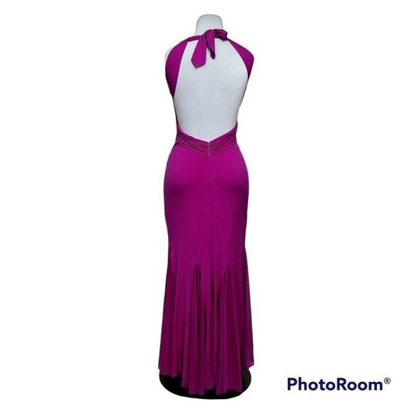 Mary L Couture 4 Elegant Evening Gown Open Back Formal Dress Rhinestone‎ Detail - Picture 8 of 12